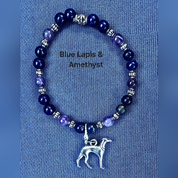 Semi-Precious Stone Unisex Greyhound Bracelets & Rainbow Bridge Memorial Brac. - Picture 2 of 10
